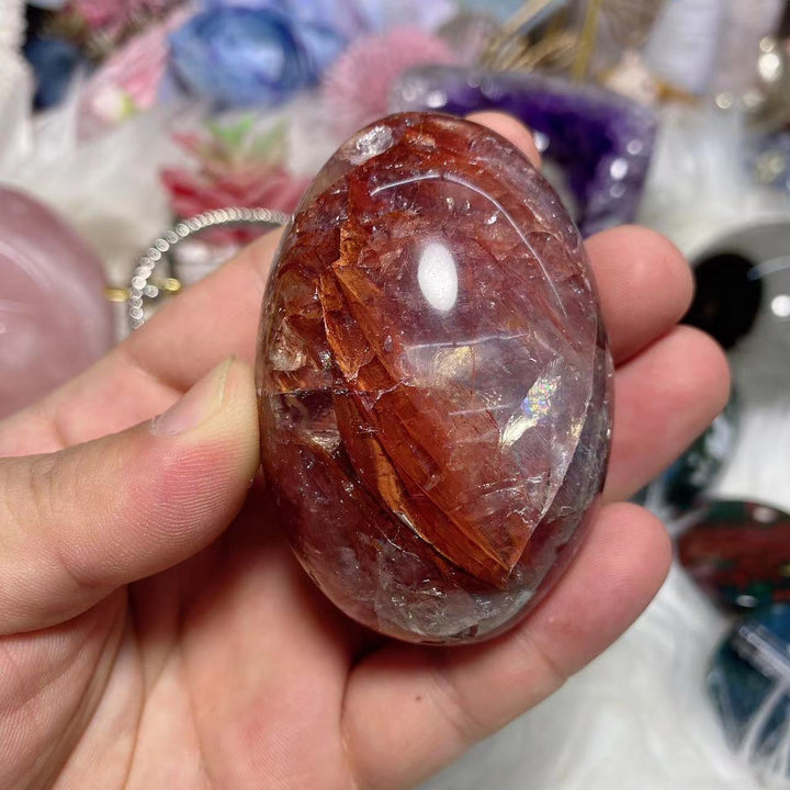 Red Hematoid 'Fire' Quartz Palm Stone