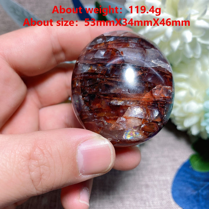 Red Hematoid 'Fire' Quartz Palm Stone