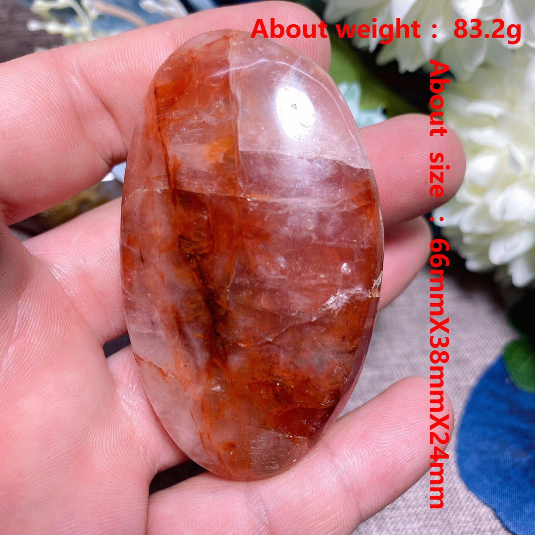 Red Hematoid 'Fire' Quartz Palm Stone