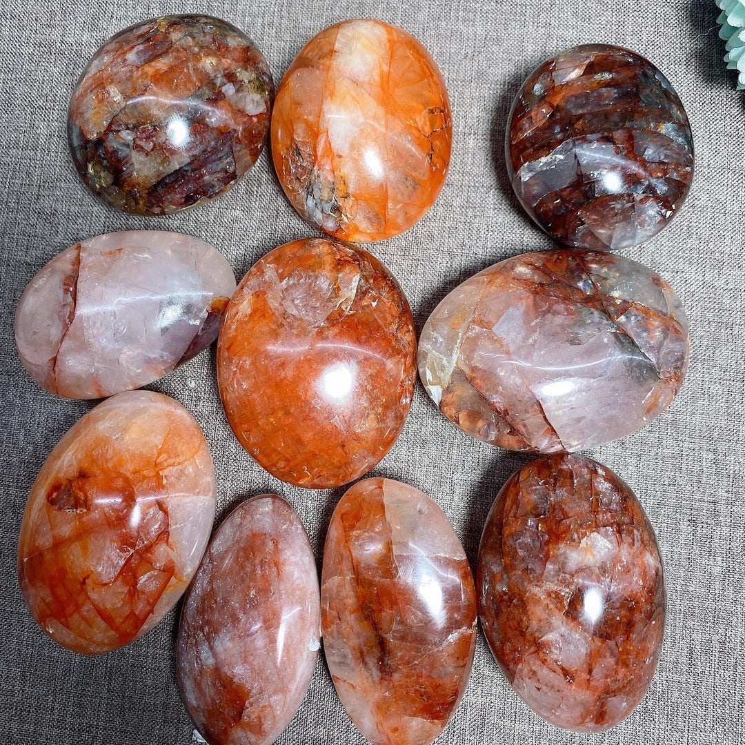 Red Hematoid 'Fire' Quartz Palm Stone