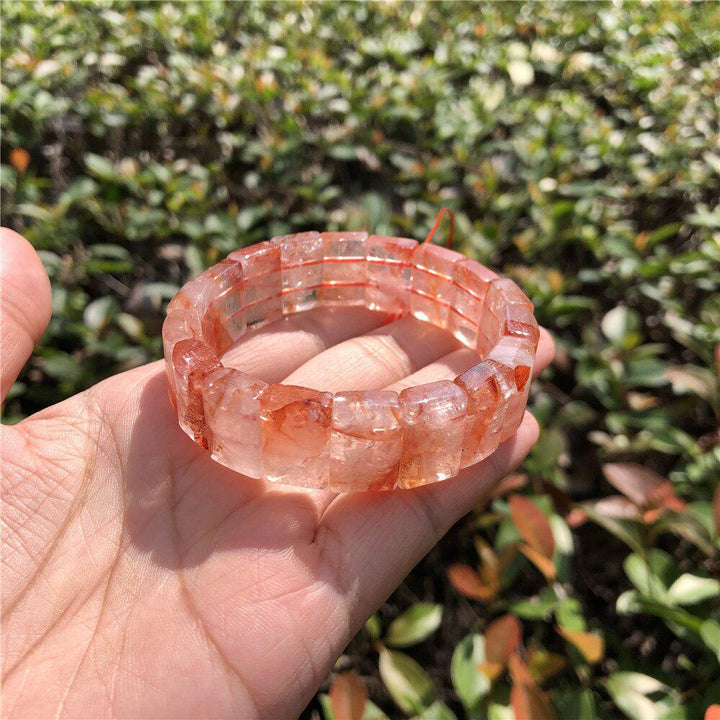 Red Hematoid Quartz Square or Round Bead Bracelet