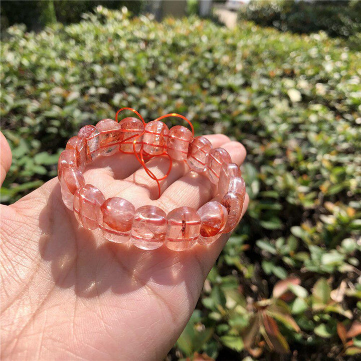 Red Hematoid Quartz Square or Round Bead Bracelet