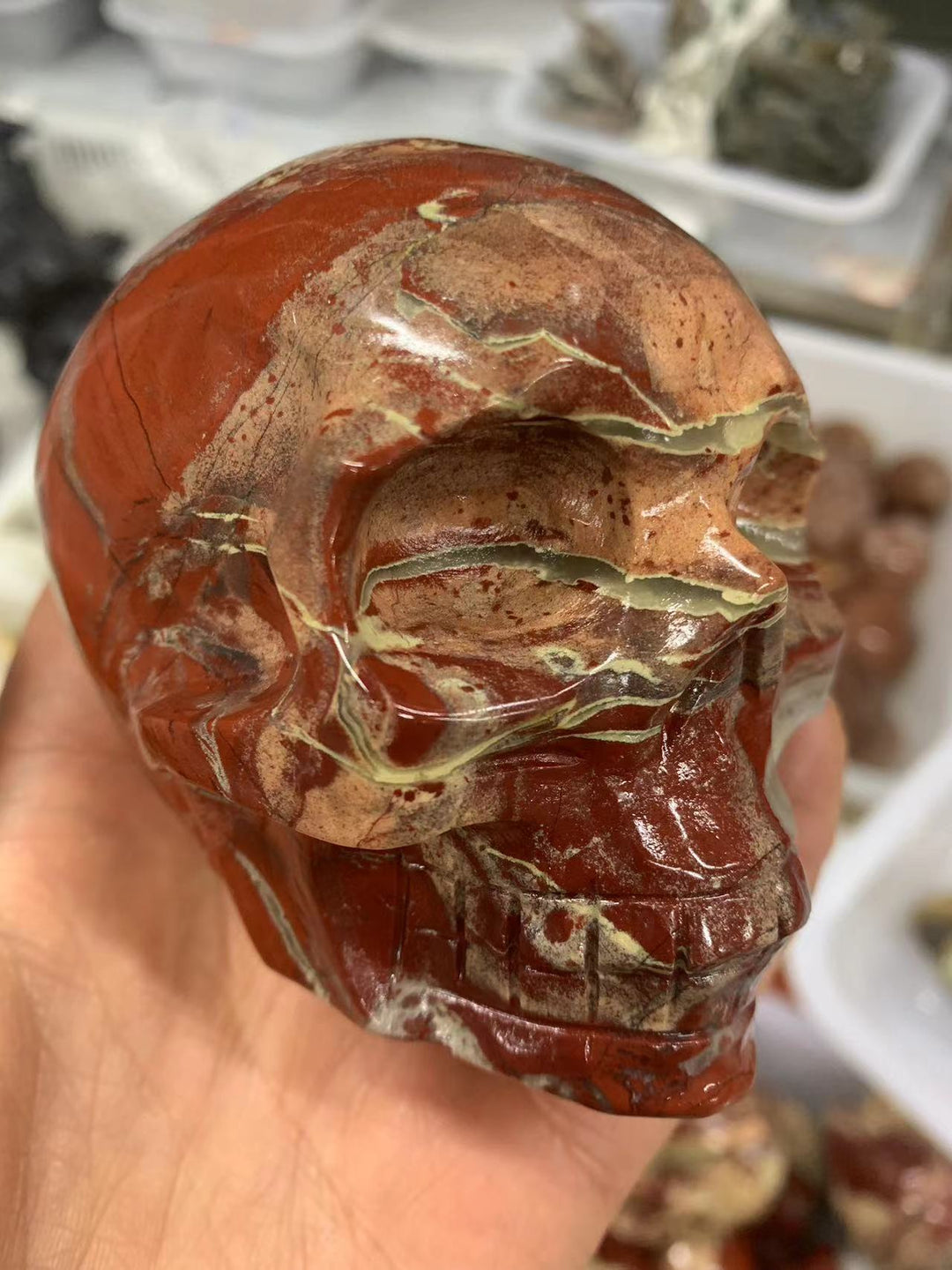 Red Jasper Hand Carved Skull