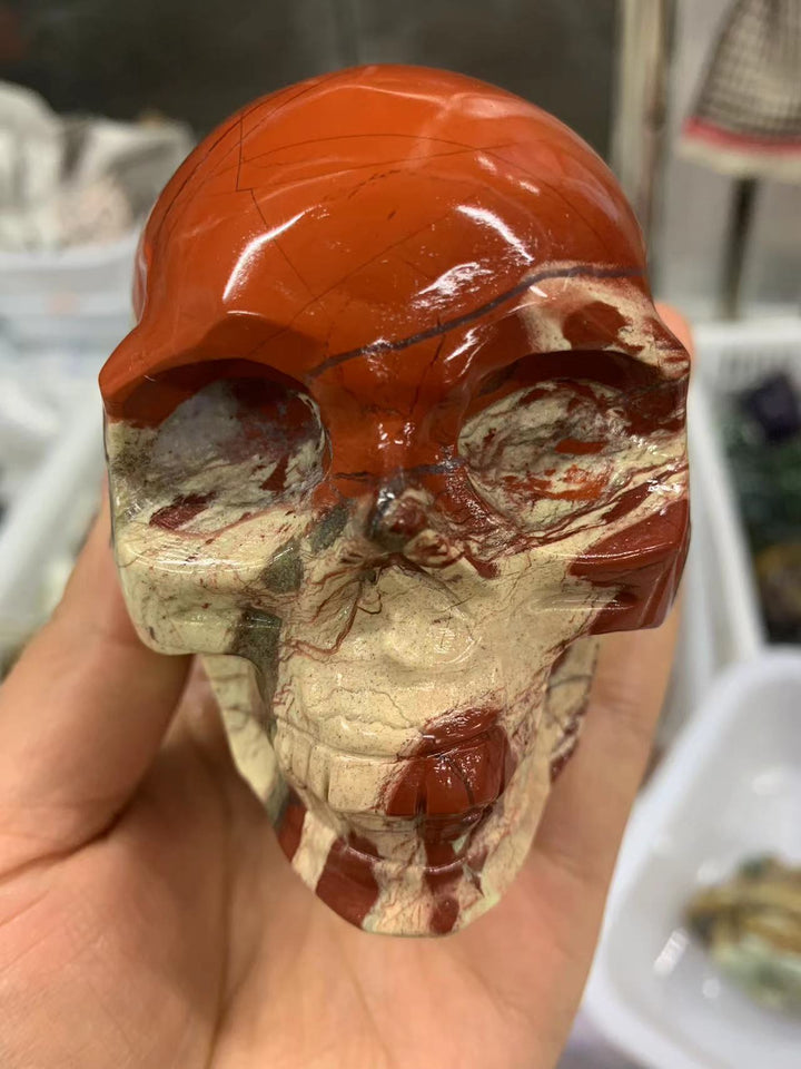 Red Jasper Hand Carved Skull