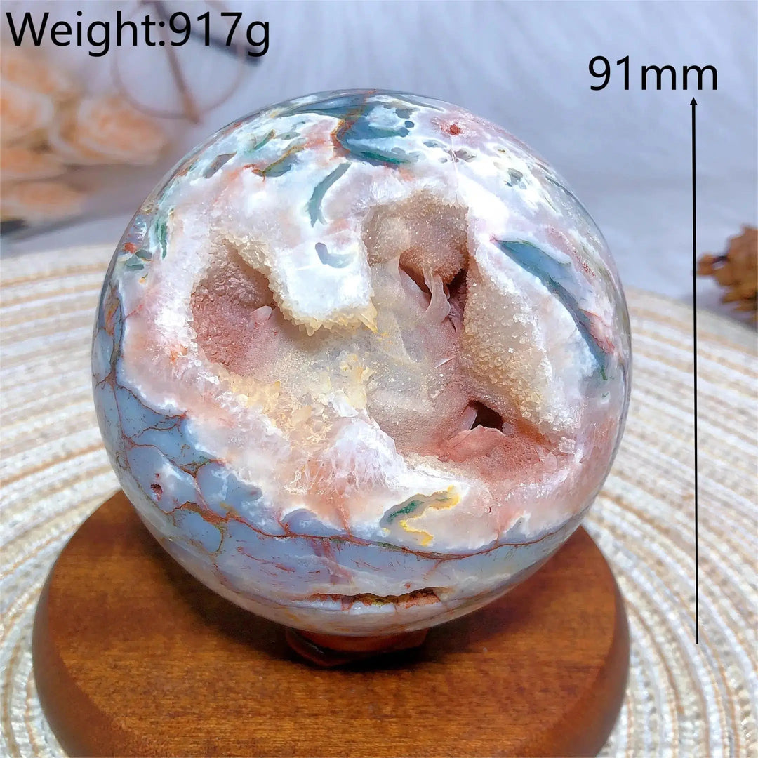 Red Moss Agate Druzy Sphere