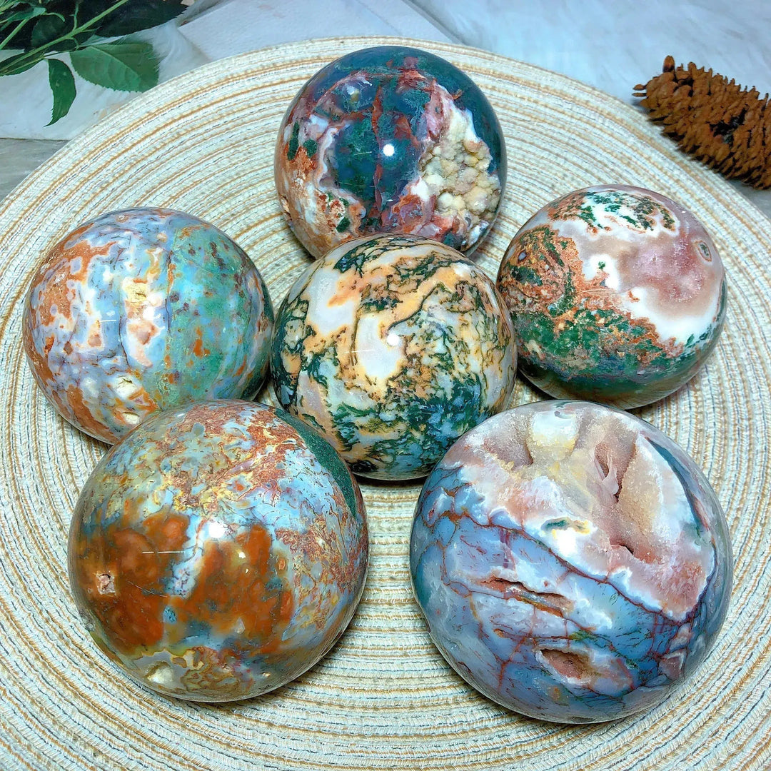 Red Moss Agate Druzy Sphere