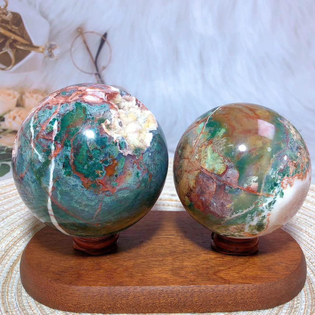 Red Moss Agate Druzy Sphere