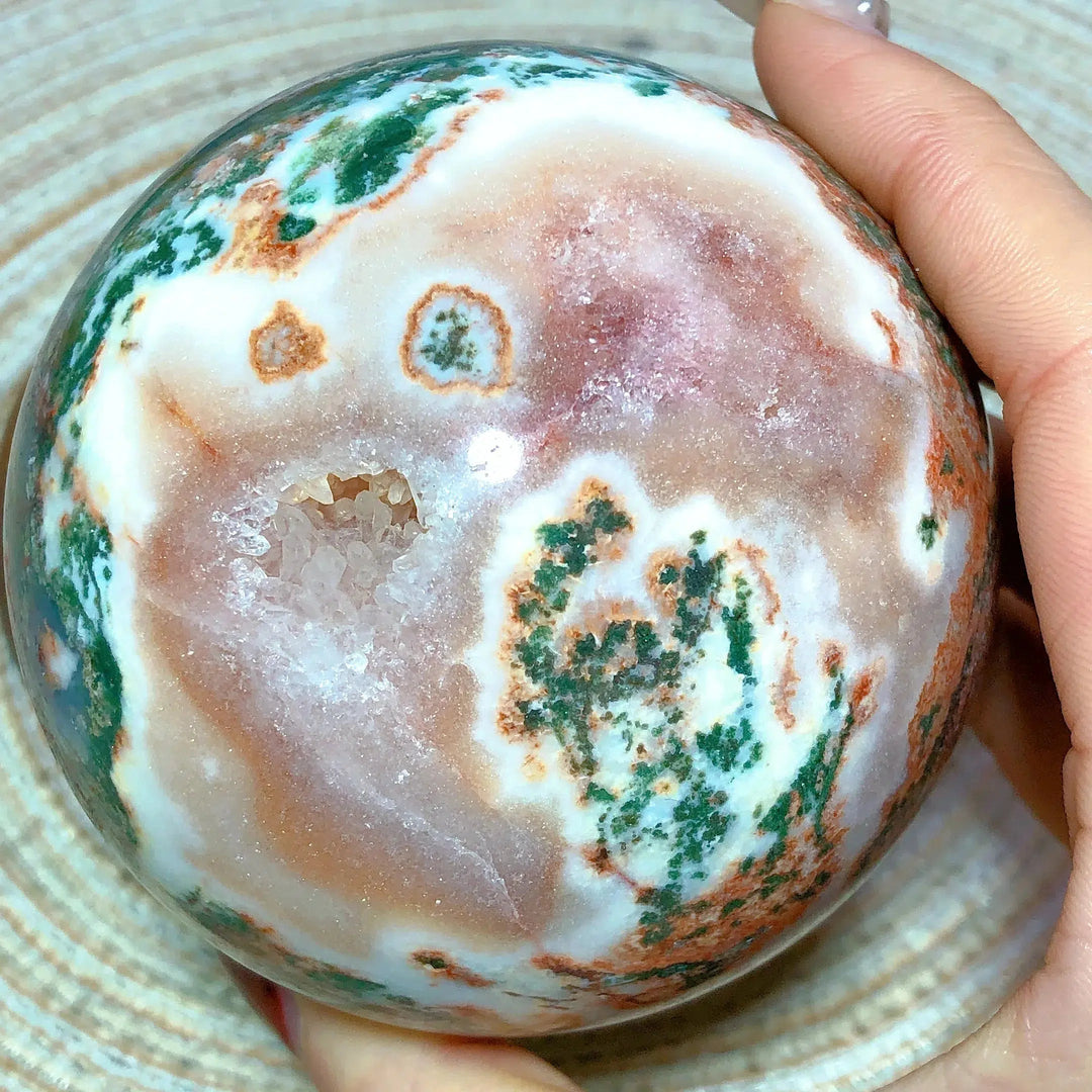 Red Moss Agate Druzy Sphere