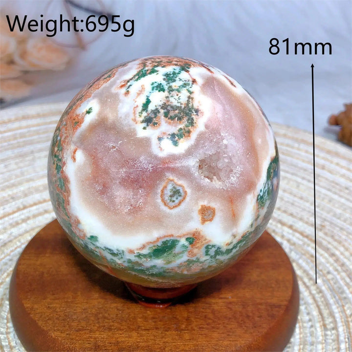 Red Moss Agate Druzy Sphere