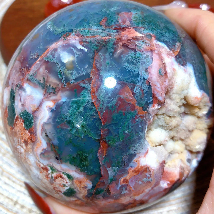 Red Moss Agate Druzy Sphere