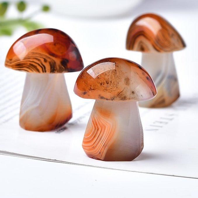 Red Silk Agate Crystal Mushroom Carving