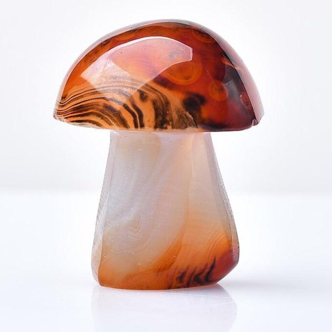 Red Silk Agate Crystal Mushroom Carving