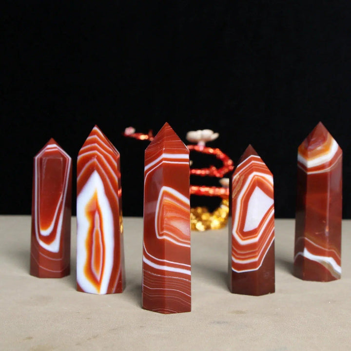 Red Silk Agate Tower