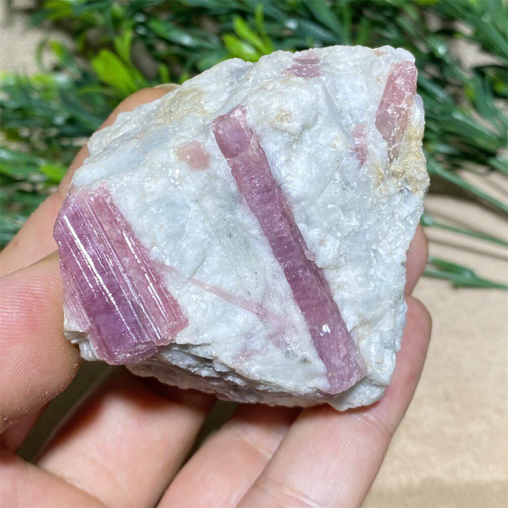 Red Tourmaline And White Quartz Raw Chunk