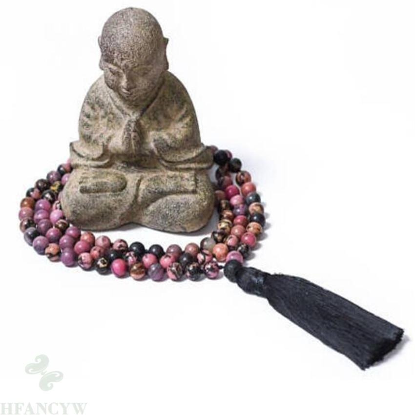 Rhodonite 108 Bead Tassel Mala Necklace