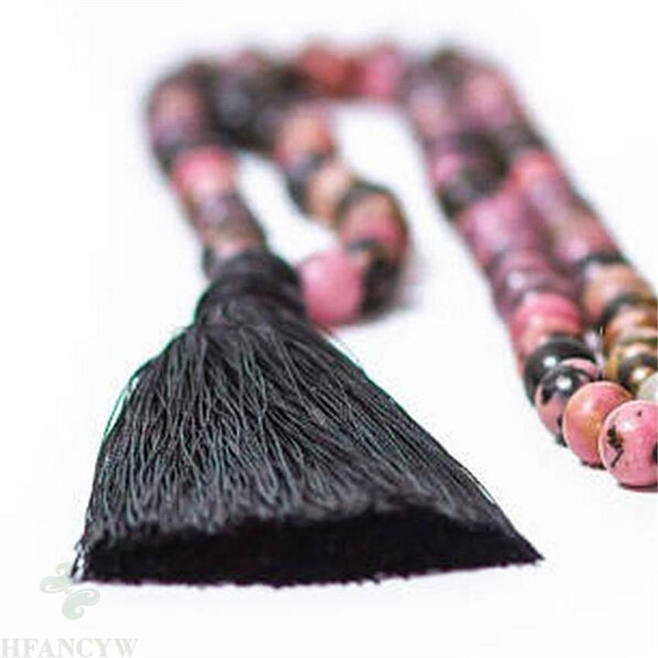 Rhodonite 108 Bead Tassel Mala Necklace