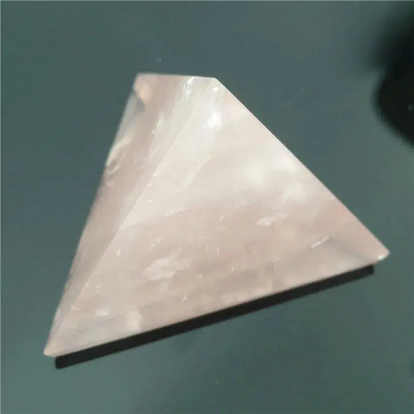 Rose Quartz Crystal Tetrahedron 4 Sided Pyramid