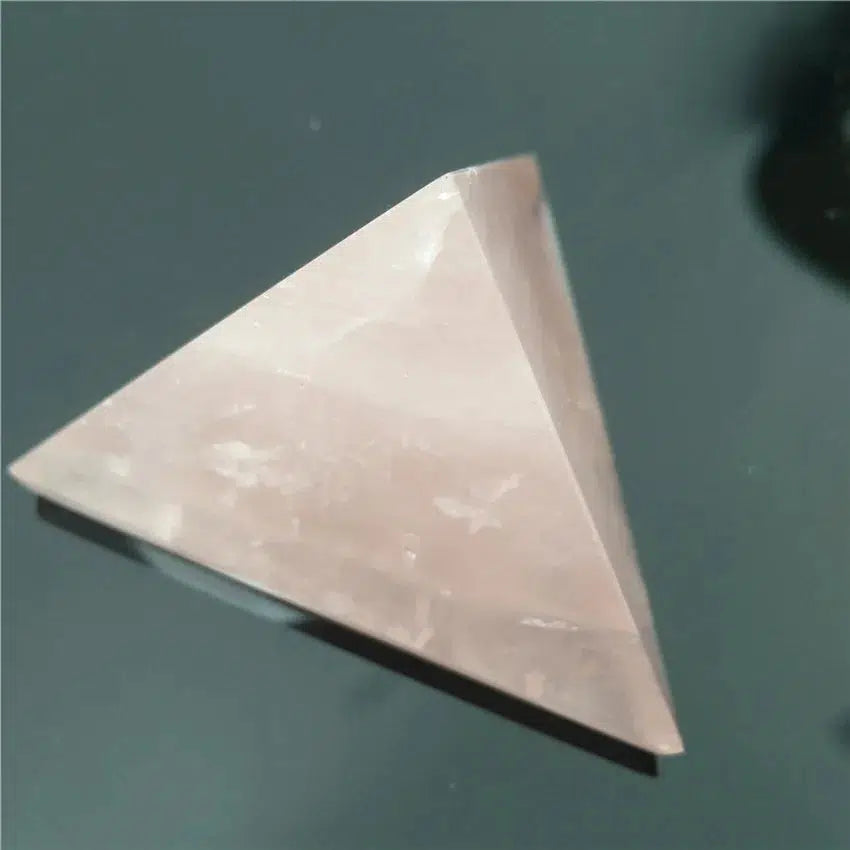 Rose Quartz Crystal Tetrahedron 4 Sided Pyramid