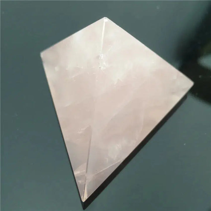 Rose Quartz Crystal Tetrahedron 4 Sided Pyramid