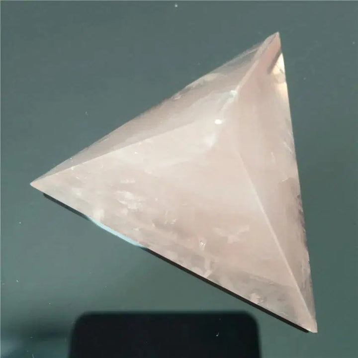 Rose Quartz Crystal Tetrahedron 4 Sided Pyramid