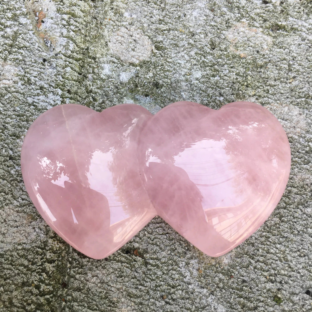 Rose Quartz Crystal Twin Hearts