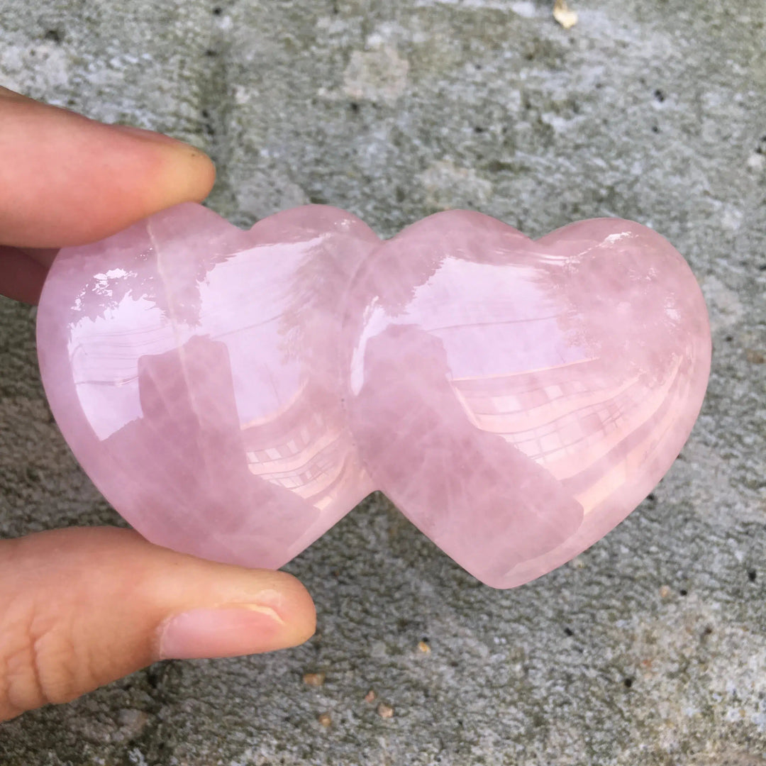 Rose Quartz Crystal Twin Hearts