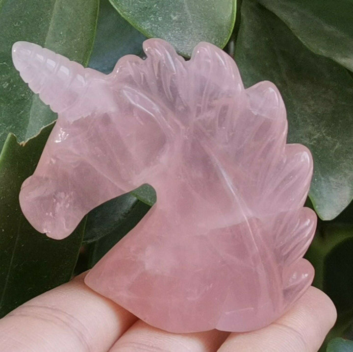 Rose Quartz Crystal Unicorn Carving