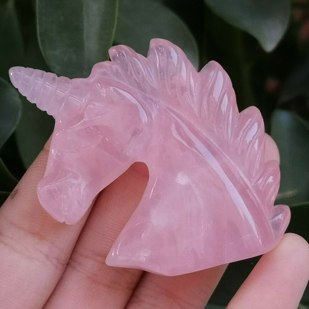 Rose Quartz Crystal Unicorn Carving