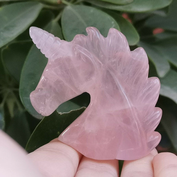 Rose Quartz Crystal Unicorn Carving