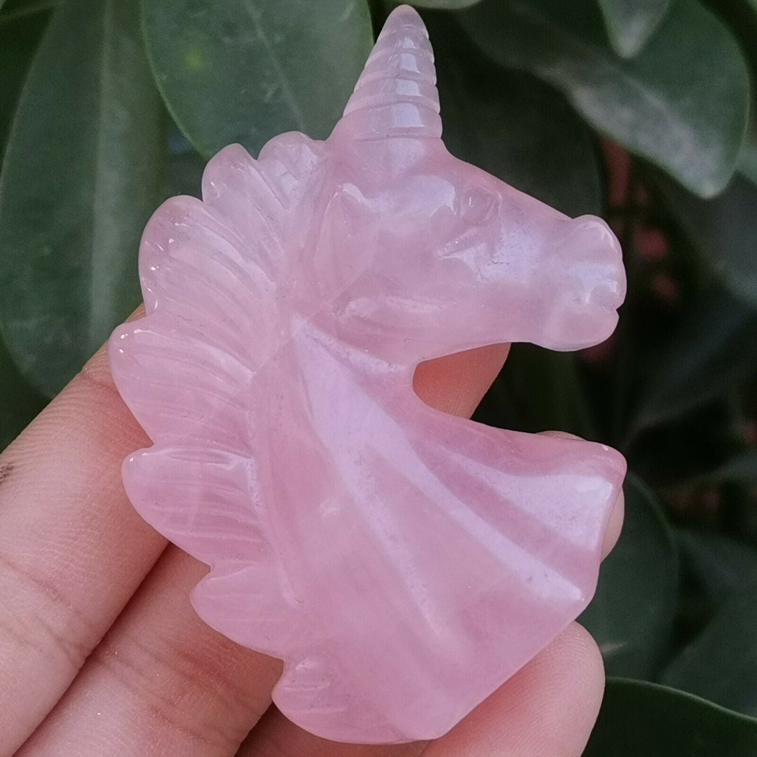Rose Quartz Crystal Unicorn Carving