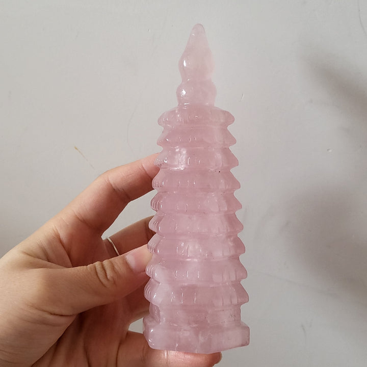 Rose Quartz Crystal Wenchang Style Tower