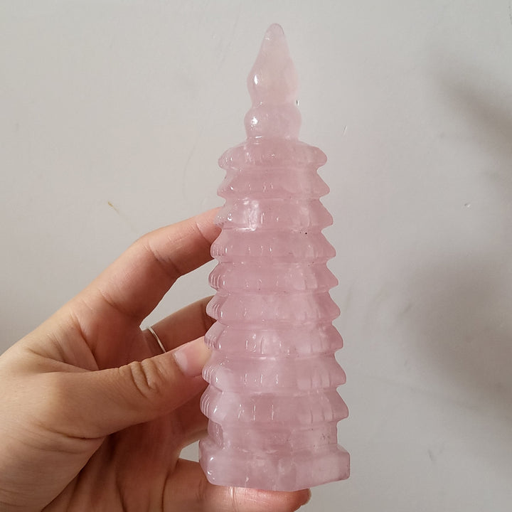 Rose Quartz Crystal Wenchang Style Tower