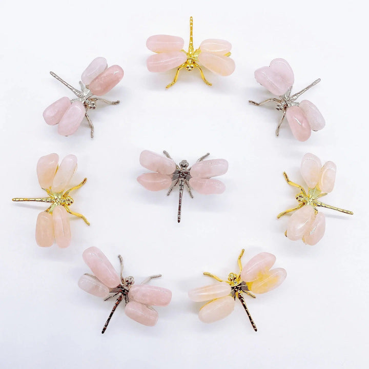 Rose Quartz Dragonfly Crystal Decoration