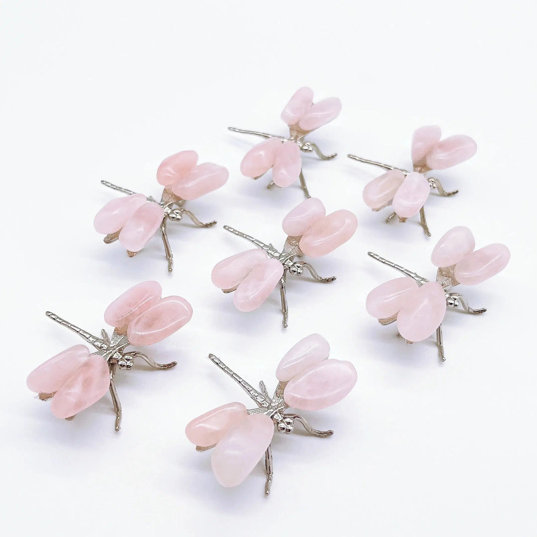 Rose Quartz Dragonfly Crystal Decoration