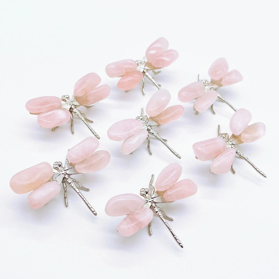 Rose Quartz Dragonfly Crystal Decoration