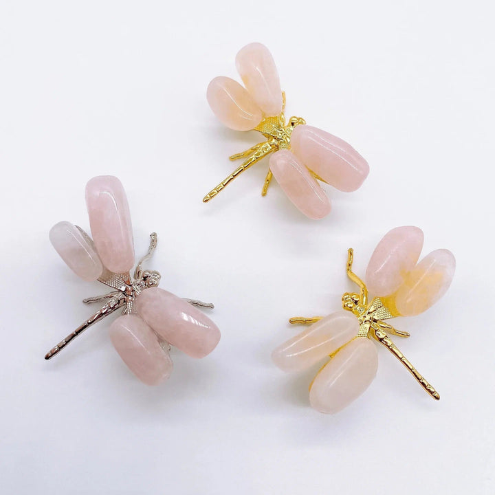 Rose Quartz Dragonfly Crystal Decoration