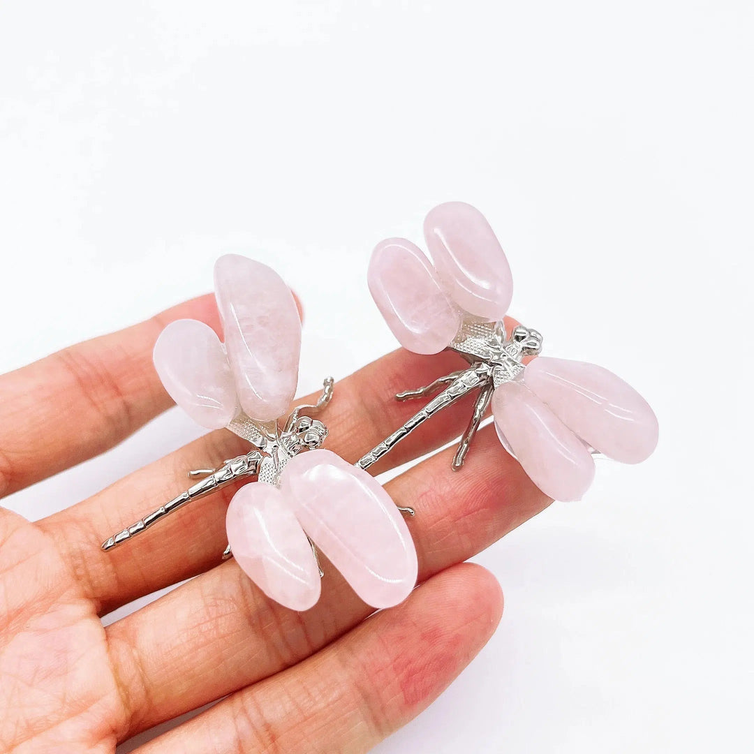 Rose Quartz Dragonfly Crystal Decoration