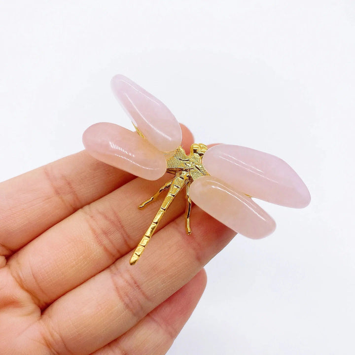 Rose Quartz Dragonfly Crystal Decoration