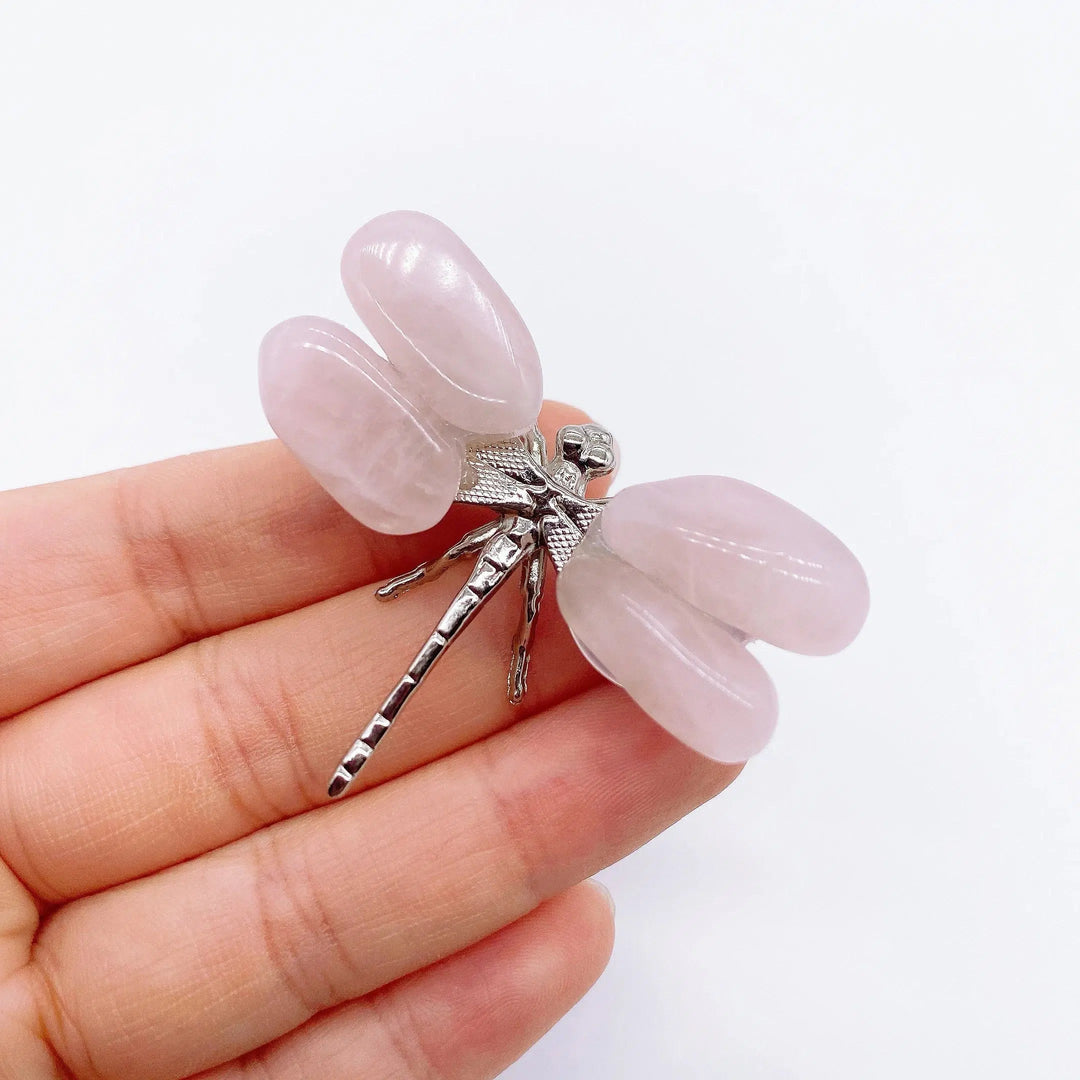 Rose Quartz Dragonfly Crystal Decoration