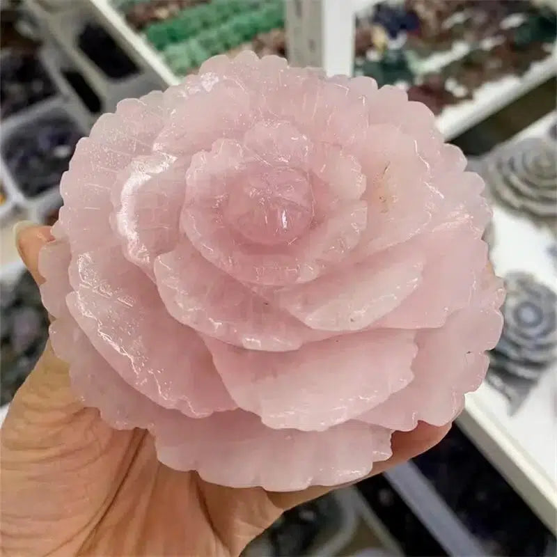 Rose Quartz Flower Carving