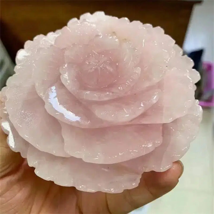 Rose Quartz Flower Carving