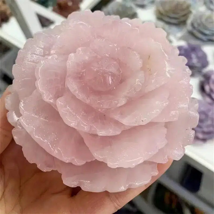 Rose Quartz Flower Carving