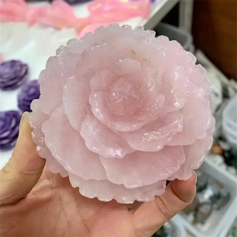 Rose Quartz Flower Carving