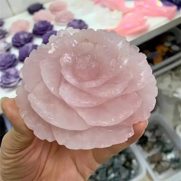 Rose Quartz Flower Carving