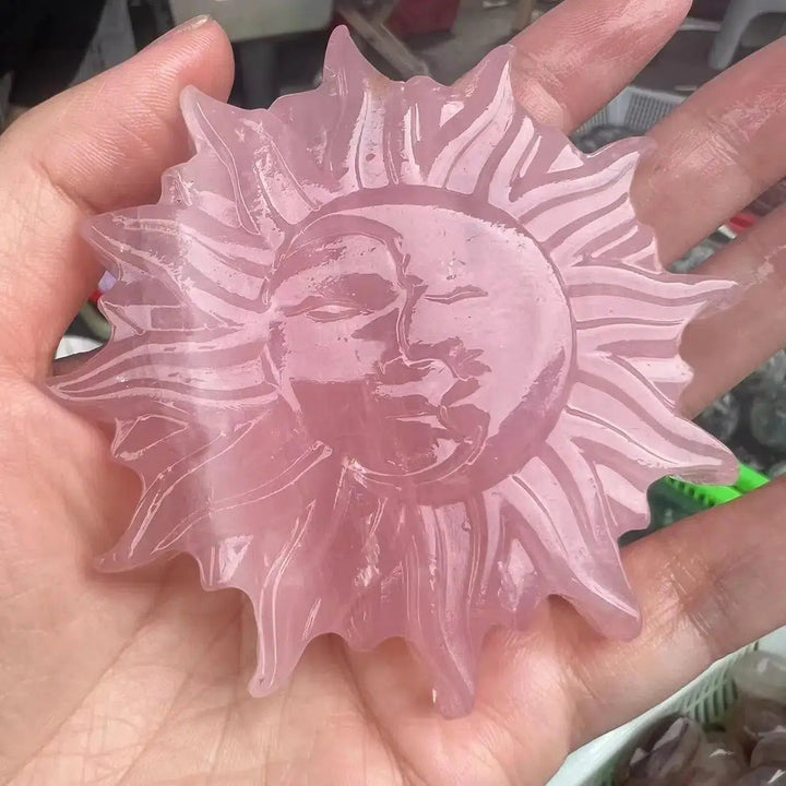 Rose Quartz Sun Moon Lovers Carving