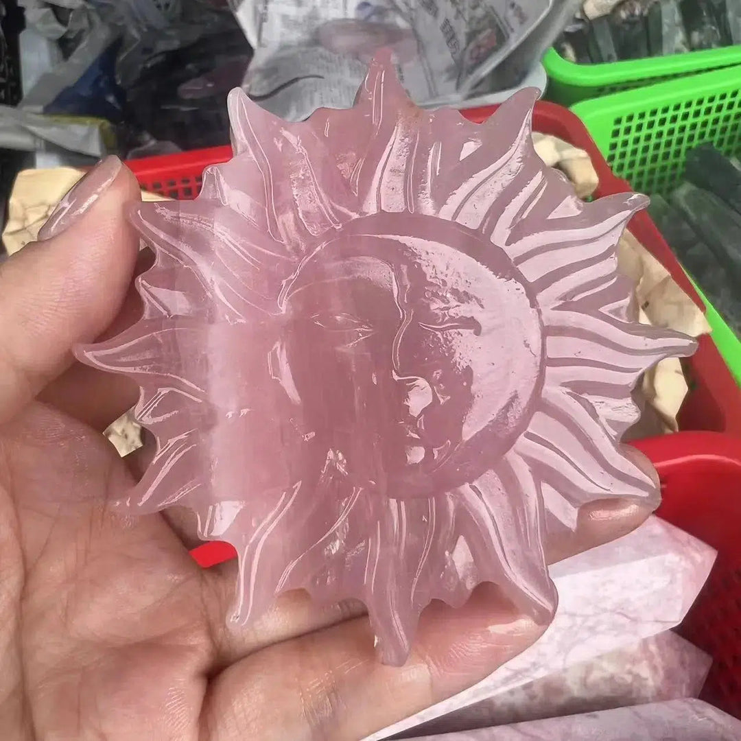 Rose Quartz Sun Moon Lovers Carving