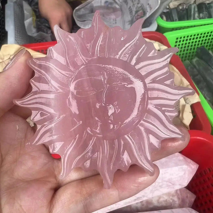 Rose Quartz Sun Moon Lovers Carving