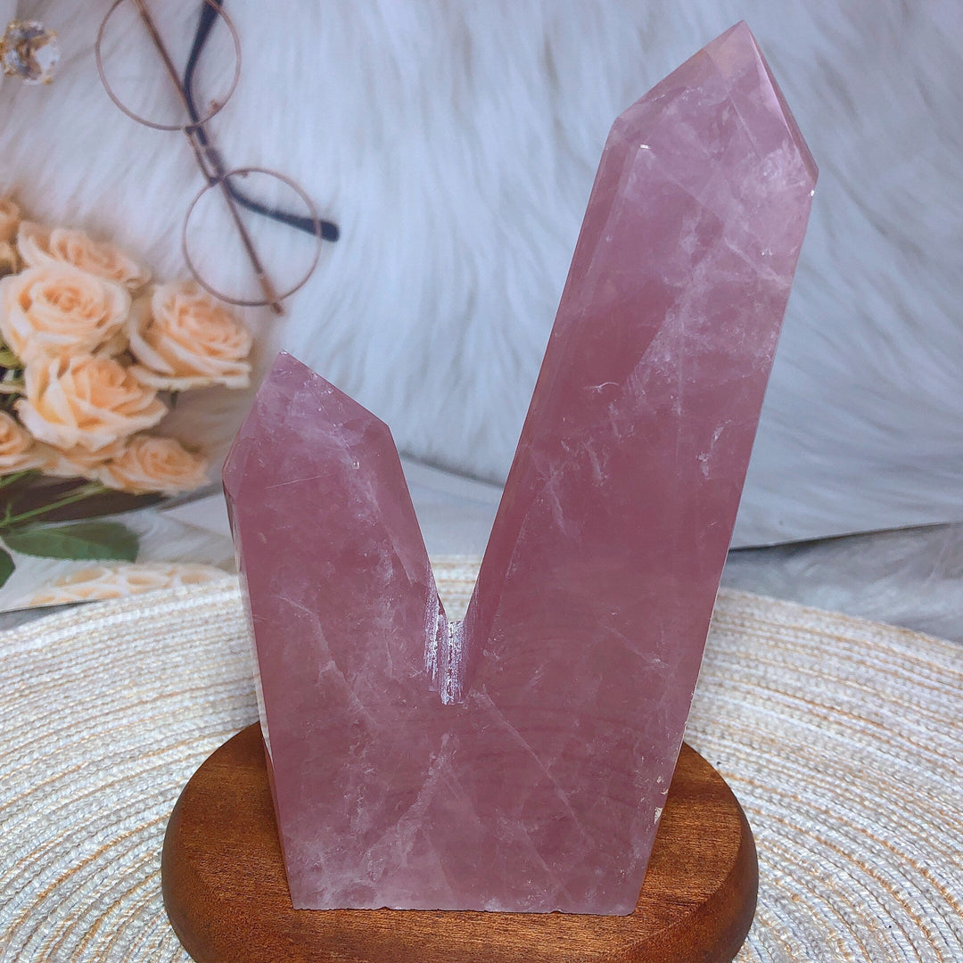 Rose Quartz 'Twin' Tower