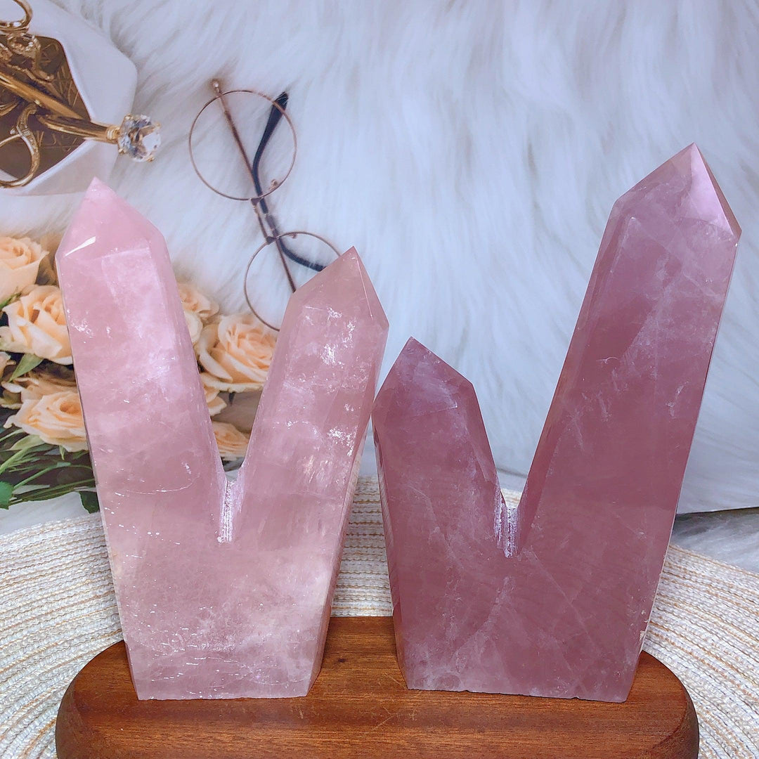 Rose Quartz 'Twin' Tower