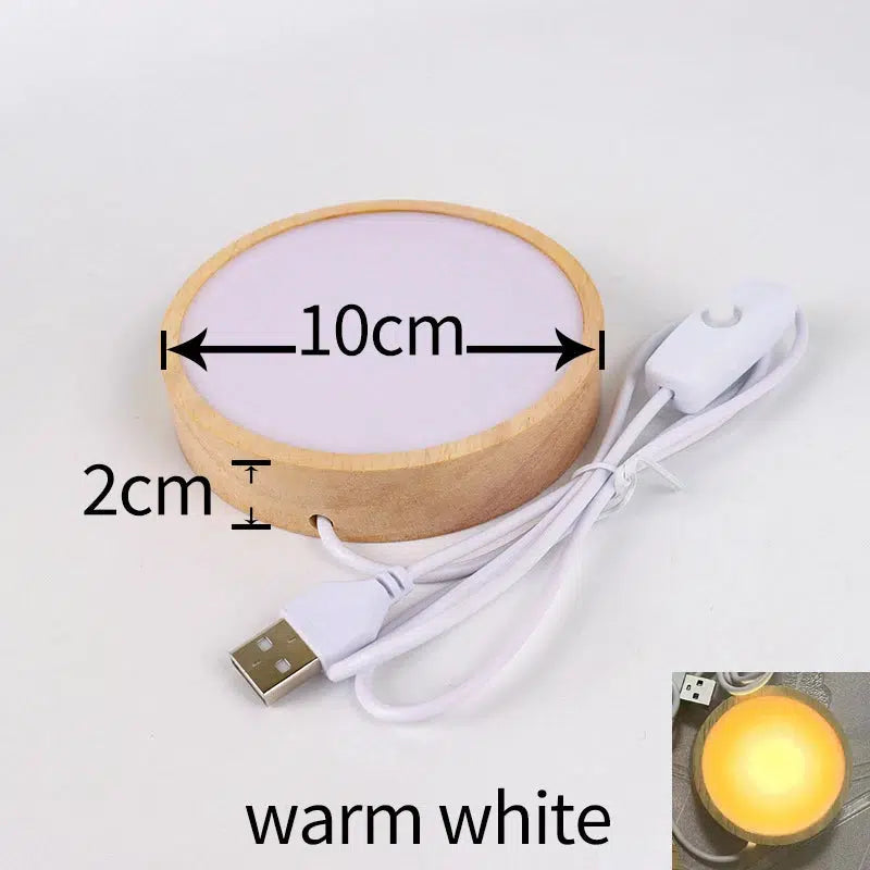 Round Wooden LED Light Base